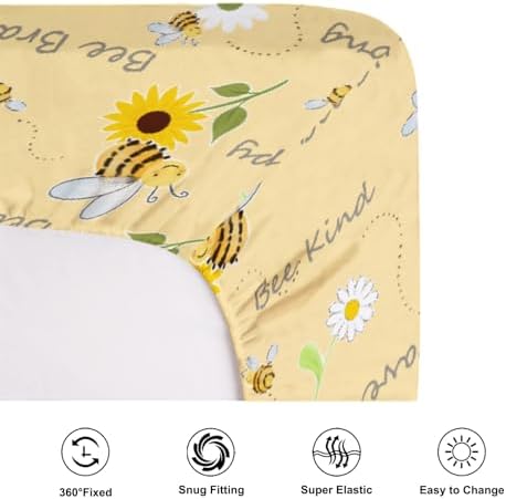 Sweet Bees Honey Sunflowers Daisy Fitted Crib Sheet 52x28