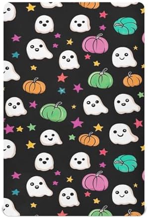 Qilmy Cute Ghost Pattern Fitted Crib Sheet for Baby