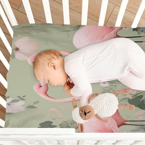Qilmy Flamingo Crib Sheet Soft and Breathable for Baby