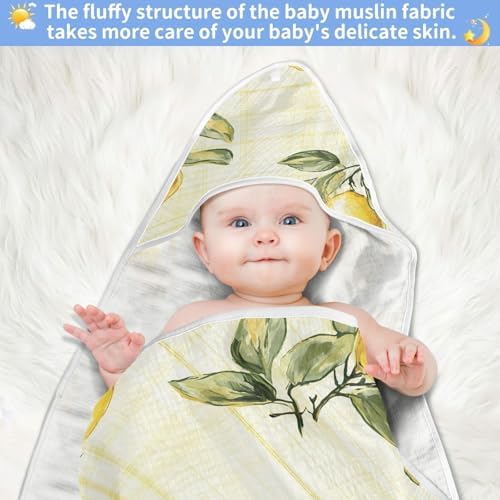 BOESI Graffiti Lemon Pattern Baby Bath Towel 35x35 Inches 1