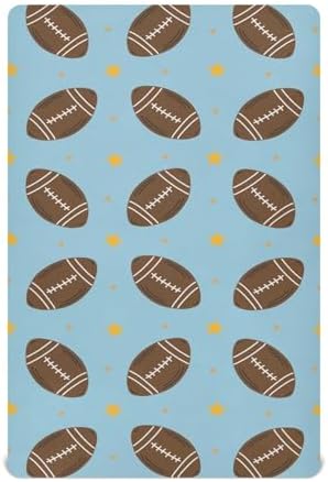 KICPOAY Blue Footballs Crib Sheets Stretchy Playard Sheets for Baby