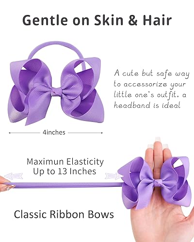Jollybows 40pcs 4 Inches Baby Girls Headbands with 40pcs 2 Inches Hair Bows