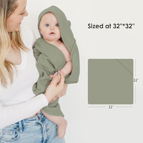 MairMore Muslin Baby Towels with Hood 32x32 Inches