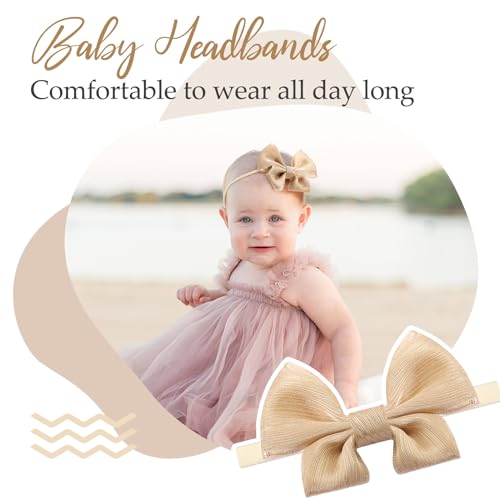 3PCS Baby Girl Bows Stretchy Headbands for Newborn Toddler