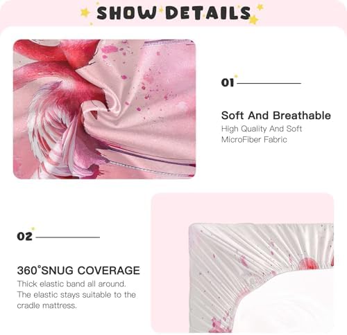 Qilmy Flamingos in Love Fitted Crib Sheet for Baby Sleep