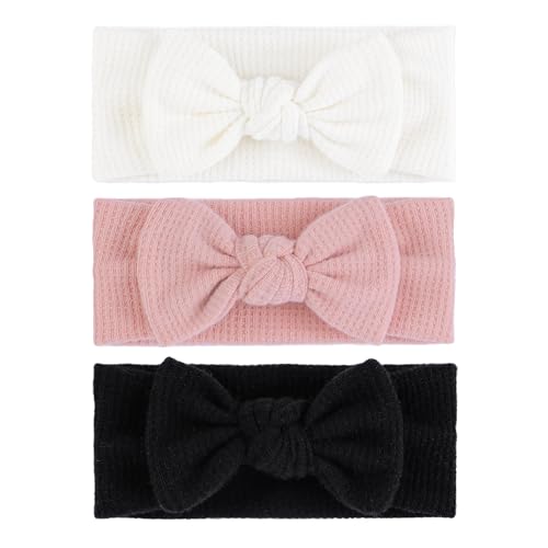 3Pcs Baby Girls 4 Inch Hairband with Bows in Black White Pink