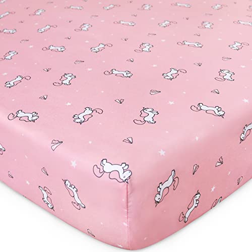 SPRINGSPIRIT Girl Crib Sheets 2-Pack Soft Breathable