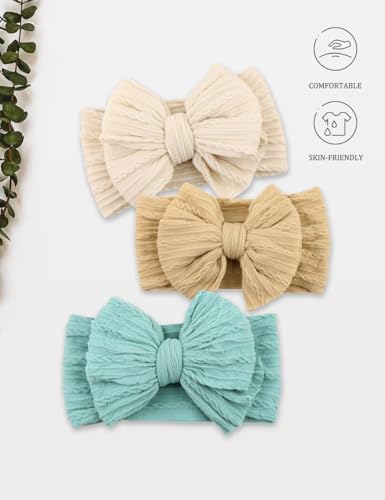ZURLEFY Nylon Blue Baby Headbands Bows