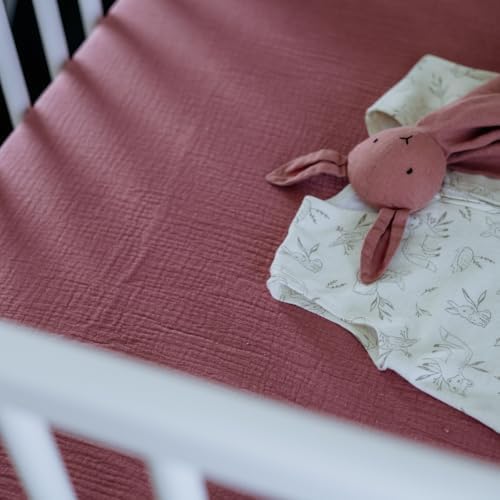 Noras Nursery Organic Cotton Muslin Crib Sheets - Rose 1
