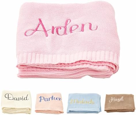 Personalized Baby Blanket with 2 Line Text Custom Embroidery
