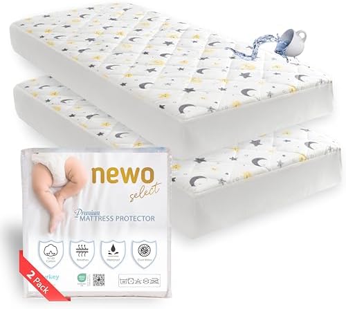 Newo Select Waterproof Crib Mattress Protector with MoonStar Pattern 2 Pack