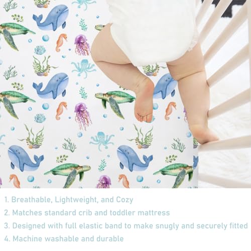 Cute Sea Animals Crib Sheets 52x28