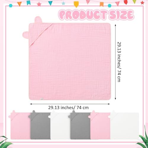 Preboun 6 Pcs Muslin Hooded Towels for Baby 1