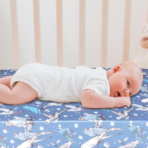 Dormlony Stretchy Fitted Crib Sheet 4 Pack with Bird Pattern