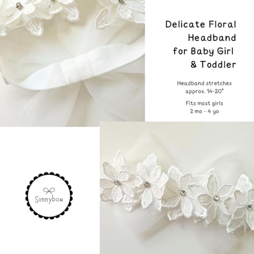 Sunnybow Delicate Floral White Baby Headband