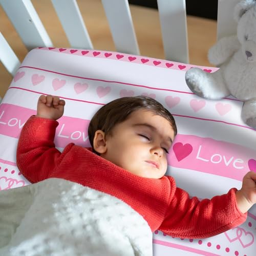 4 Pcs Love Heart Baby Crib Sheets for Boys Girls