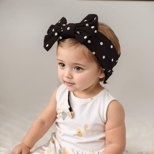 Kenjudess Stretchy Baby Girls Headband with Polka Dots