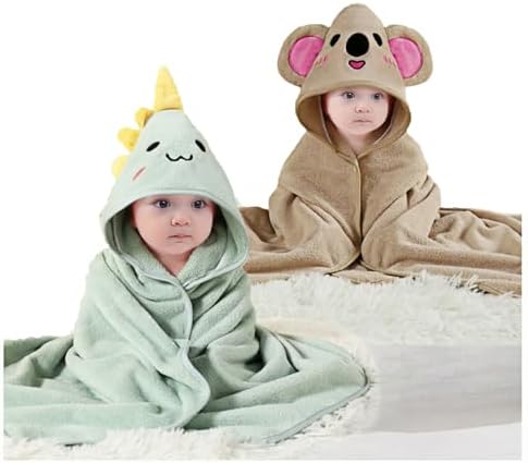 SEVDO 2Pcs Baby Hooded Towel Newborn Toddler Bath Towels