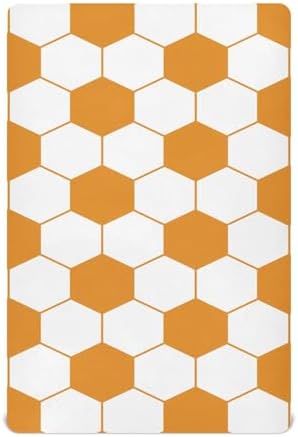 KICPOAY Orange White Soccer Ball Fitted Crib Sheets 1