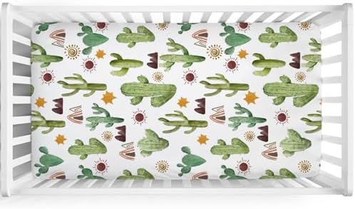 Watercolor Cactus Tribal Crib Fitted Sheet 52x28