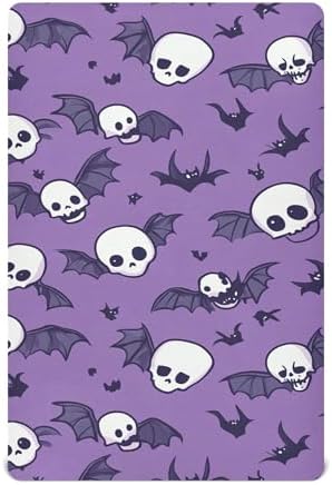 Qilmy Bats and Skulls Crib Sheet Soft Breathable Fitted Sheet for Baby