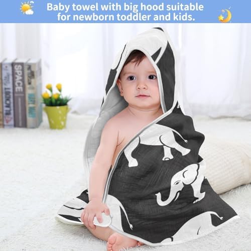PaChyLuu Elephants Baby Hooded Towel 30x30 Inch Soft Cotton