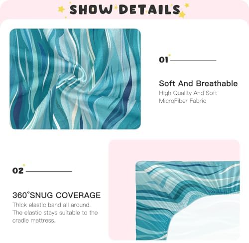 ALAZA Sea Wave Crib Sheets for Girls and Boys