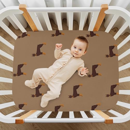 KICPOAY Doberman Cartoon Crib Sheets Stretchy Playard Sheets for Baby