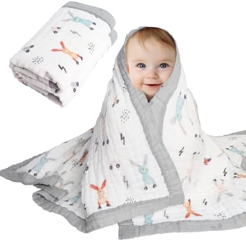 ICKEYOU Muslin Baby Towel 43x43 Inch Soft 100 Cotton Animal Print