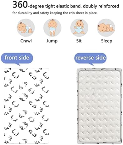 Xialenai Deer Themed Crib SheetCharcoal Grey White 28 x52
