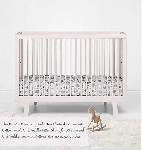 Bacati 2 Pack Woodlands Bears Crib Sheets Beige Grey