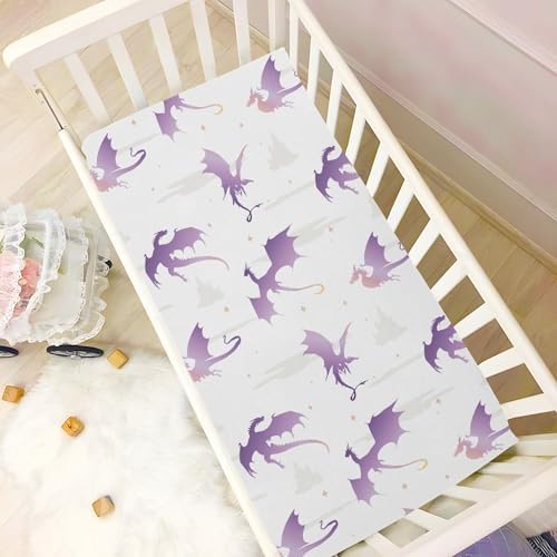 Flying Dragons Castles Star Crib Sheet for Baby Toddler