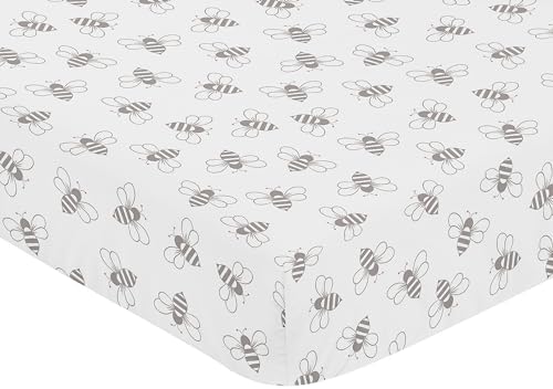 Sweet Jojo Designs Grey Bee Crib Sheet Fitted