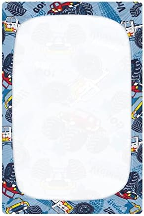 UMIRIKO Baby Monster Trucks Crib Sheet 52x28x9in