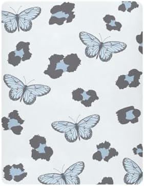 Blue Butterfly Wild Leopard Crib Sheets for Baby Toddler