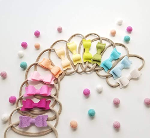 Vanaguelite Pastel Rainbow Mini Bows for Newborns