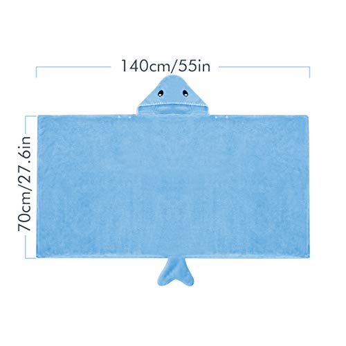 ROMASA Toddler Hooded Bath Towel - 275 x 55 Blue Shark Shape