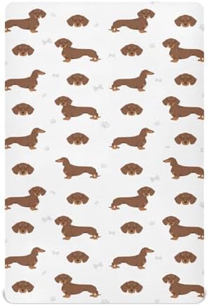 KICPOAY Dachshund Crib Sheets Stretchy Playard Sheets for Baby Toddler 1