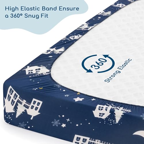 Yukkidds Dark Blue Crib Sheets 2 Pack 1
