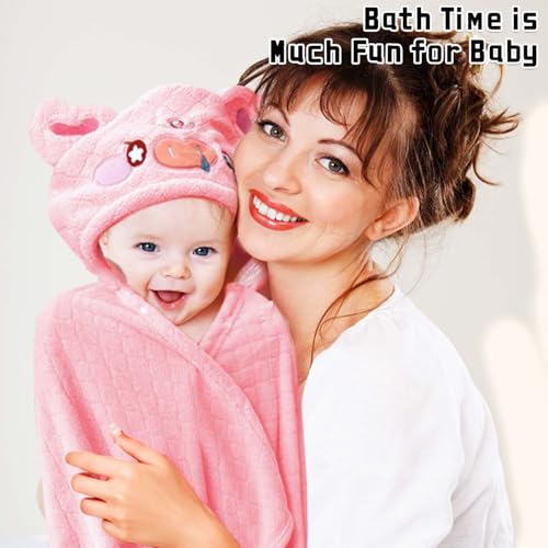 Fubanray Toddler Bath Towel with Hood 2-Pack 1
