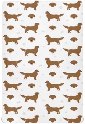 KICPOAY Golden Retriever Crib Sheets Stretchy Playard Sheets for Baby Toddler