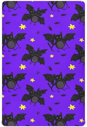 Qilmy Halloween Bats Fitted Crib Sheet - Soft Breathable for Baby