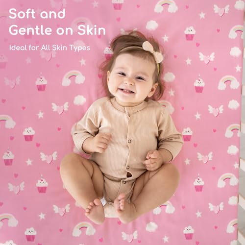 Yukkidds 2 Pack Pink Unicorn Crib Sheets