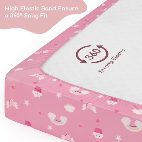 Yukkidds 2 Pack Pink Unicorn Crib Sheets