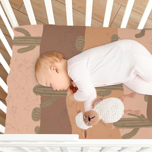 Cactuses Desert Brown Fitted Crib Sheets for Baby Toddler