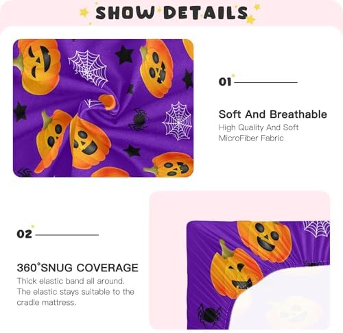 Qilmy Halloween Pumpkins Fitted Crib Sheet for Baby 1