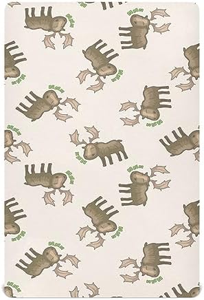 Burbuja Moose Cartoon Crib Sheet Soft Breathable Fitted 28 x 52 in