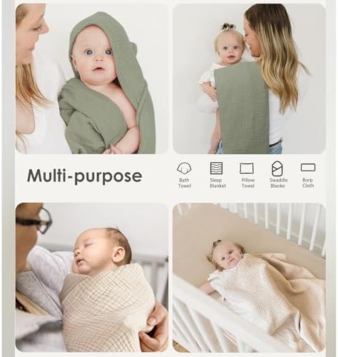 MairMore Muslin Baby Towels with Hood 32x32 Inches