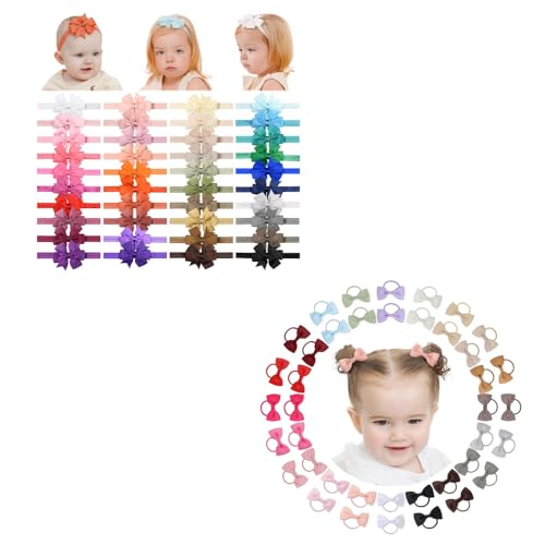 Jollybows 40PCS Baby Girls Grosgrain Ribbon Headbands