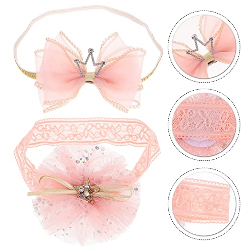 CHICAMPERA 2Pcs Headband Newborn Crown Photo Accessories